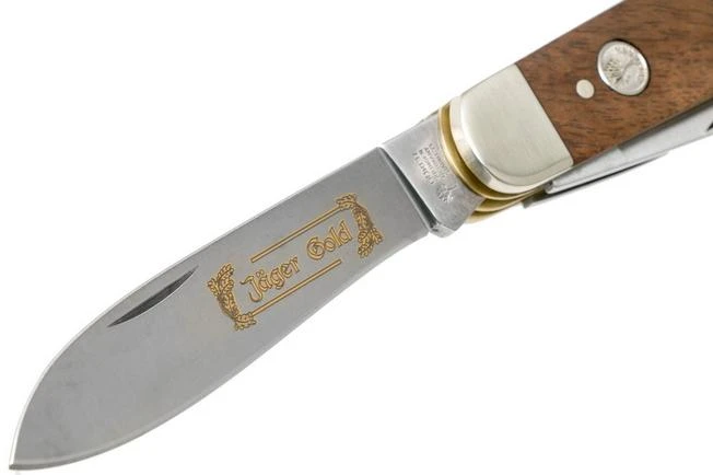 Böker Jagdmesser Quadro Jäger Gold 110646 Hunting Knife With Leather Sheath 5 Böker Jagdmesser Quadro Jäger Gold 110646 Hunting Knife With Leather Sheath - Image 3