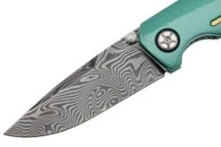 Böker Manufaktur 1969 Mach-1 Damast 111102DAM Chad Nichols Wavepool Damascus, Silver Jade Aluminum Pocket Knife, Tommaso Rumici Design -Böker BO111102DAM 03 boker