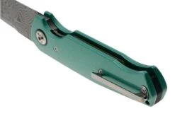 Böker Manufaktur 1969 Mach-1 Damast 111102DAM Chad Nichols Wavepool Damascus, Silver Jade Aluminum Pocket Knife, Tommaso Rumici Design -Böker BO111102DAM 04 boker