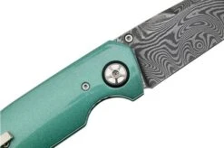 Böker Manufaktur 1969 Mach-1 Damast 111102DAM Chad Nichols Wavepool Damascus, Silver Jade Aluminum Pocket Knife, Tommaso Rumici Design -Böker BO111102DAM 05 boker