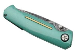 Böker Manufaktur 1969 Mach-1 Damast 111102DAM Chad Nichols Wavepool Damascus, Silver Jade Aluminum Pocket Knife, Tommaso Rumici Design -Böker BO111102DAM 06 boker