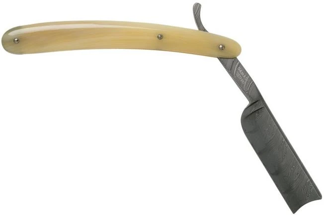 Böker Manufaktur Damascus Horn Straight Razor 140623DAM 4 Böker Manufaktur Damascus Horn Straight Razor 140623DAM - Image 2
